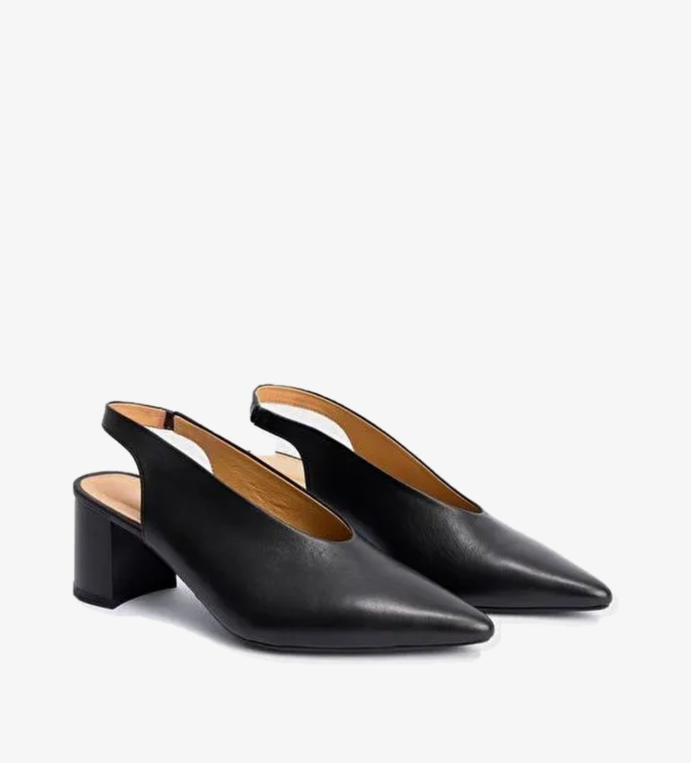 Deri Arkası Açık Topuklu Ayakkabı - Görsel 1
