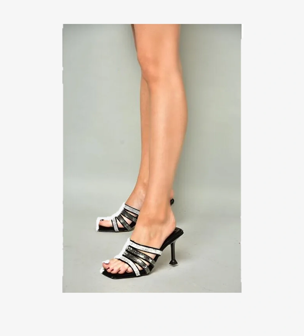 S820130009 Siyah İnce Topuklu Kadın Terlik - Görsel 1