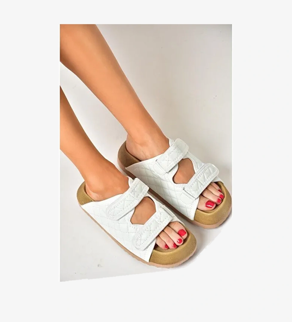 S811546209 Beyaz Kalın Tabanlı Kadın Terlik - Görsel 1