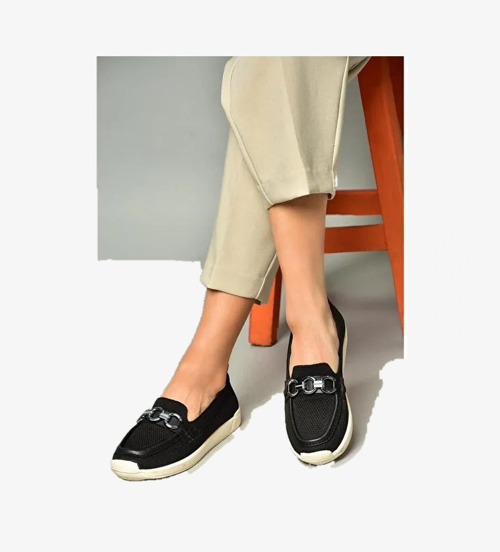 S374610404 Siyah Kumaş Günlük Kadın Ayakkabı - Görsel 1