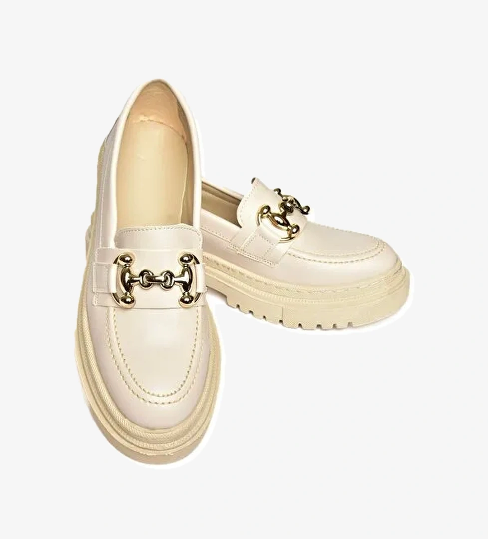 P6520343009 Bej Kalın Tabanlı Kadın Günlük Ayakkabı - Görsel 1