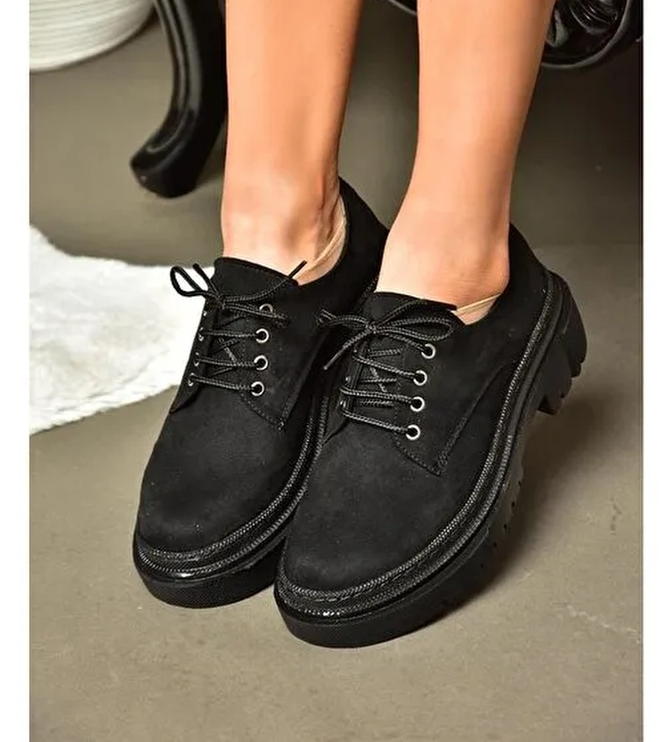 R294777002 Siyah Süet Kadın Ayakkabı - Görsel 1