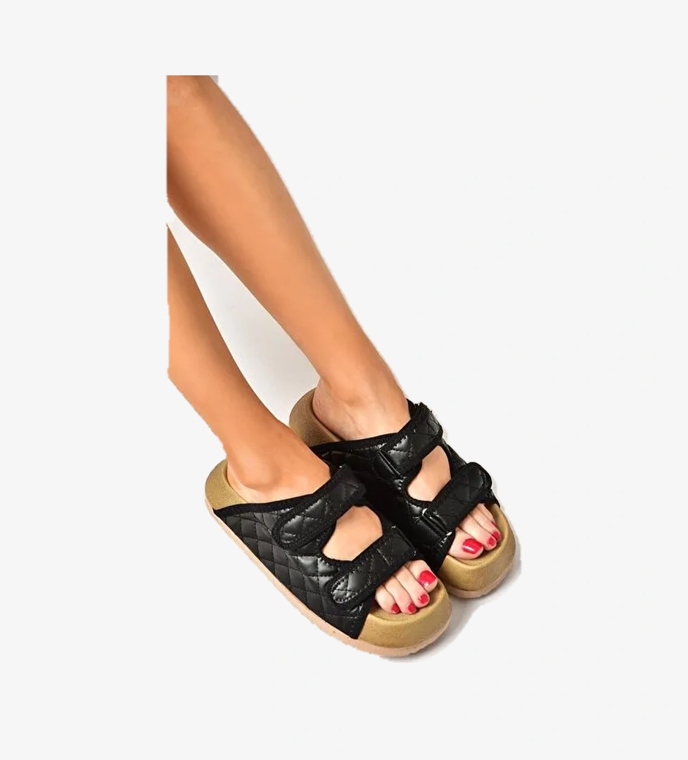 S811546209 Siyah Kalın Tabanlı Kadın Terlik - Görsel 1