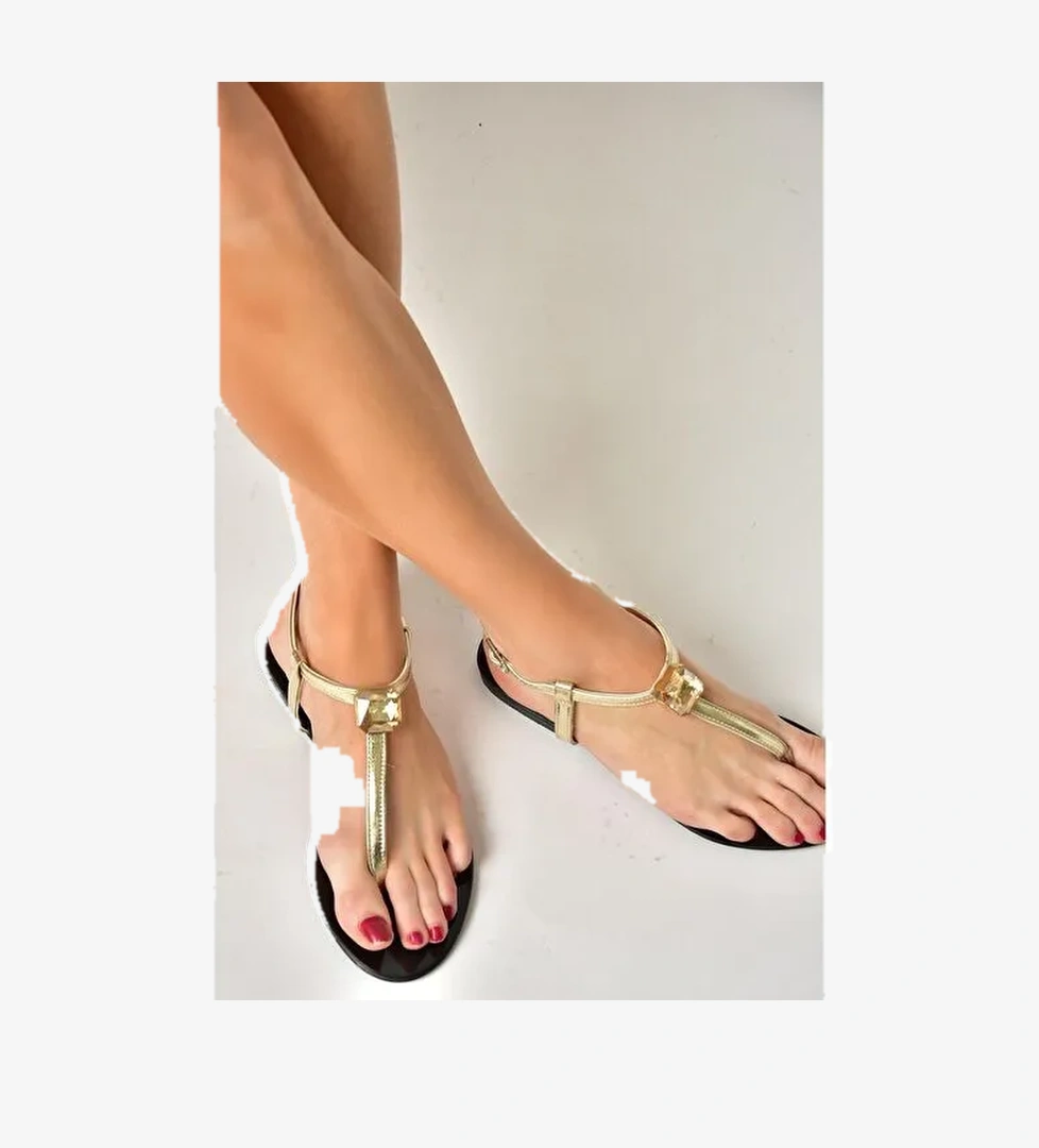 S272095209 Altın Parmak Arası Kadın Sandalet - Görsel 1