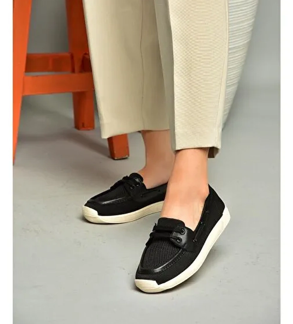 S374610304 Siyah Kumaş Günlük Kadın Ayakkabı - Görsel 1