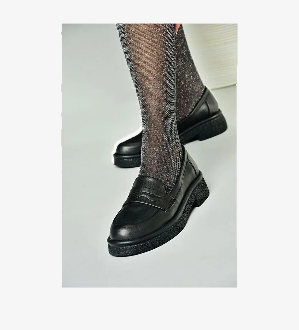 S996310009 Siyah Kalın Tabanlı Günlük Kadın Ayakkabı - Görsel 1