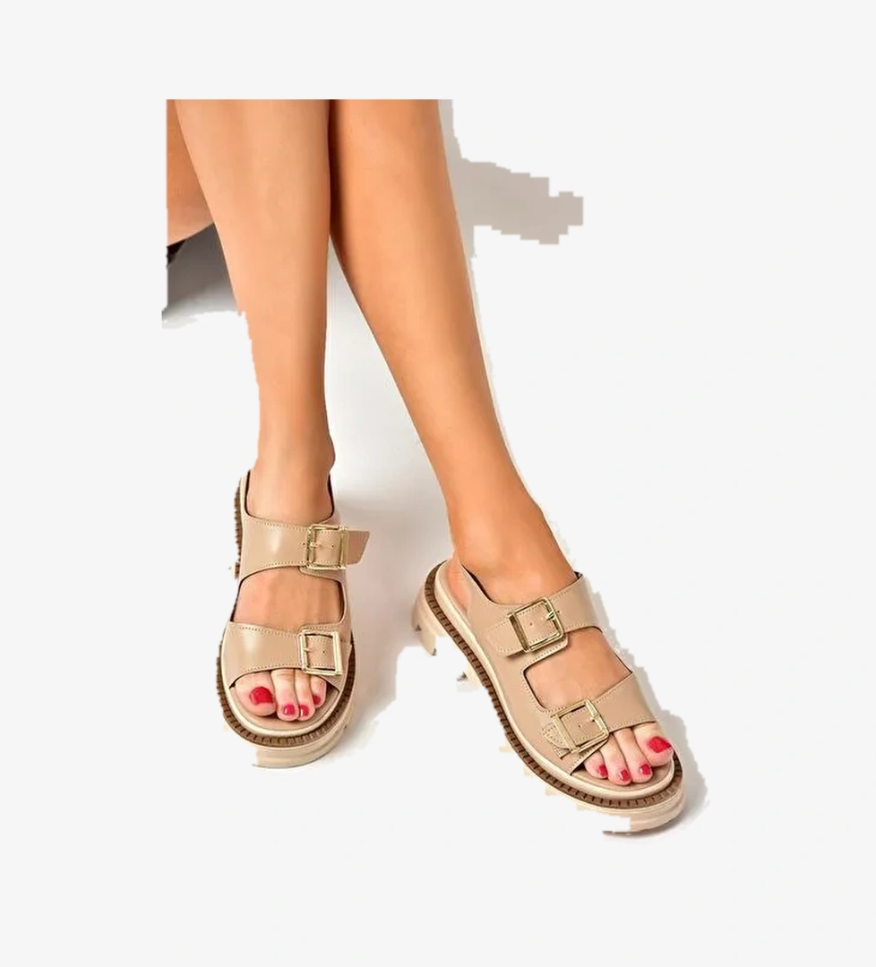 S437302209 Ten Kalın Tabanlı Kadın Sandalet - Görsel 1