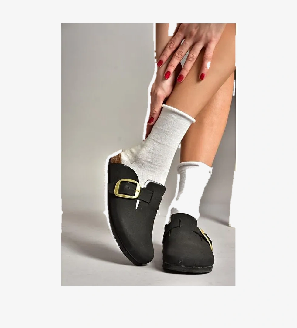 T777589002 Siyah Süet Kadın Terlik - Görsel 1