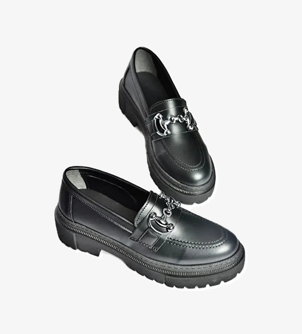 P6520343009 Siyah Kalın Tabanlı Kadın Günlük Ayakkabı - Görsel 1