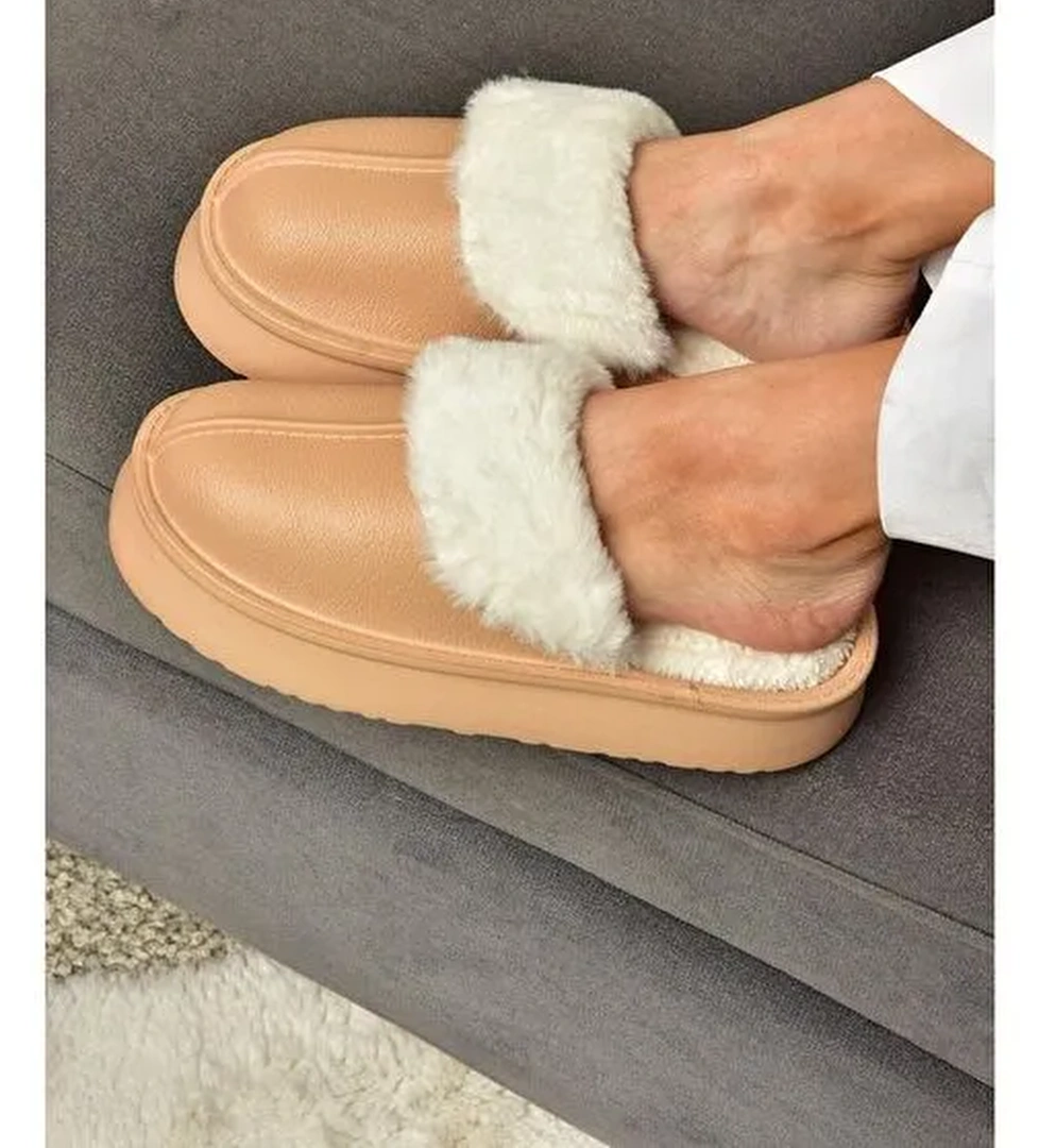T918264209 Vizon İçi Peluş Kadın Terlik - Görsel 1