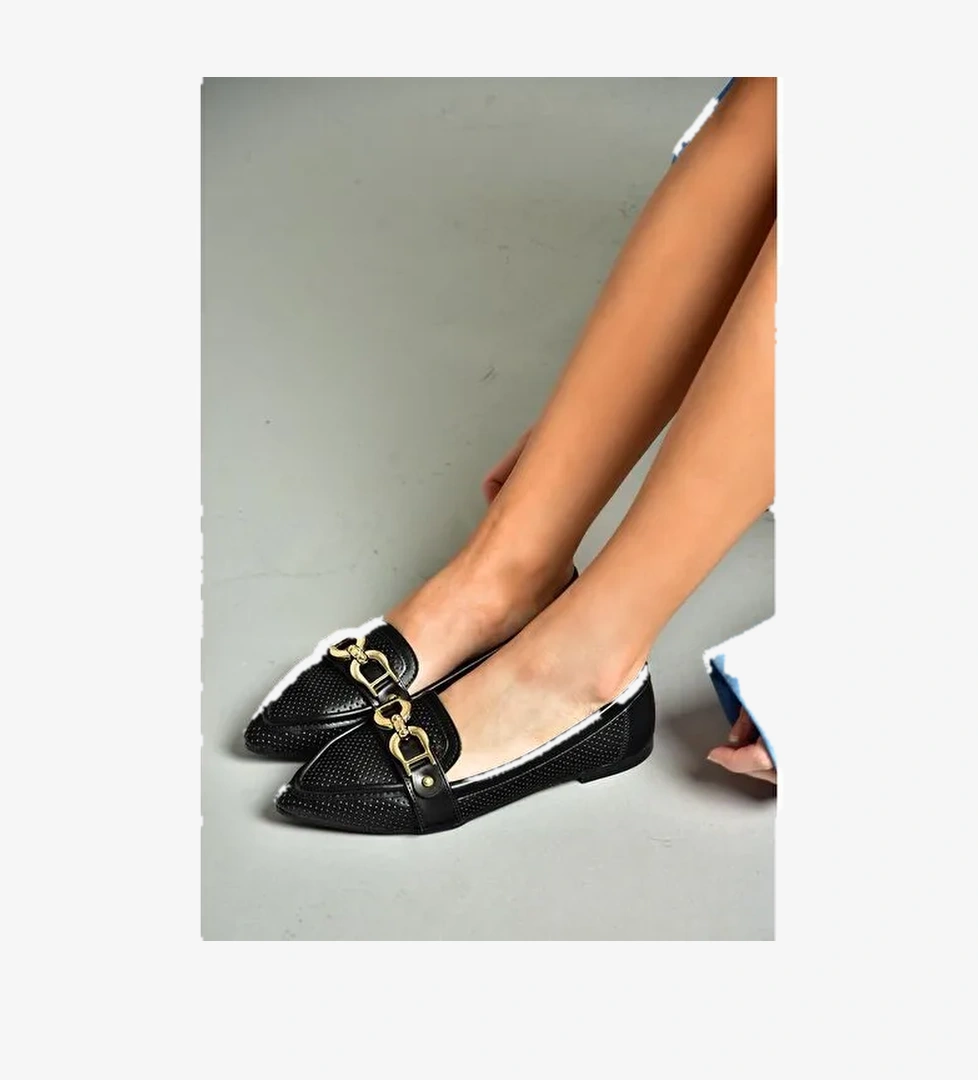 S314026509 Siyah Tokalı Kadın Ayakkabı - Görsel 1