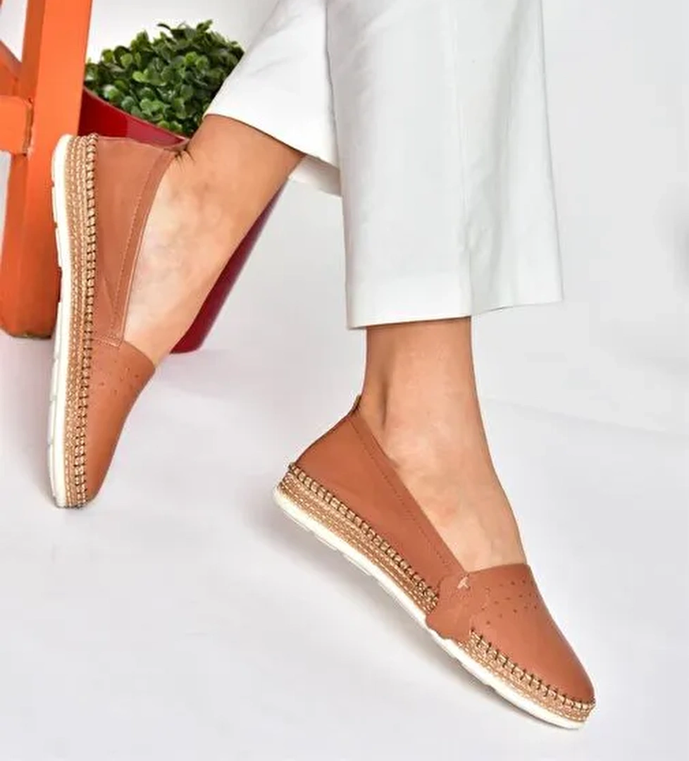 P555002503 Taba Hakiki Deri Günlük Kadın Ayakkabı - Görsel 1