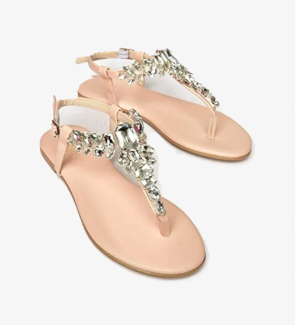 Ten Taşlı Parmak Arası Kadın Sandalet M272006009 - Görsel 1