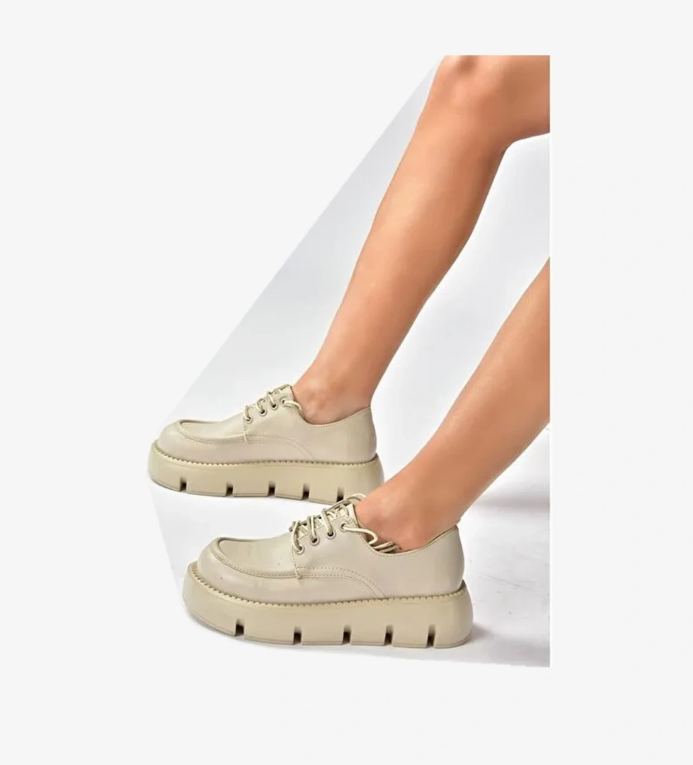 Bej Kalın Tabanlı Günlük Kadın Ayakkabı P267632009 - Görsel 1