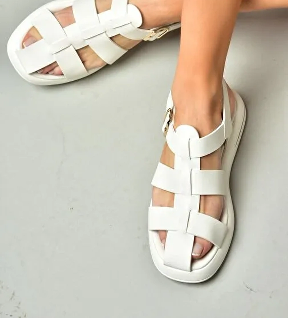 S518106009 Beyaz Kadın Sandalet - Görsel 1