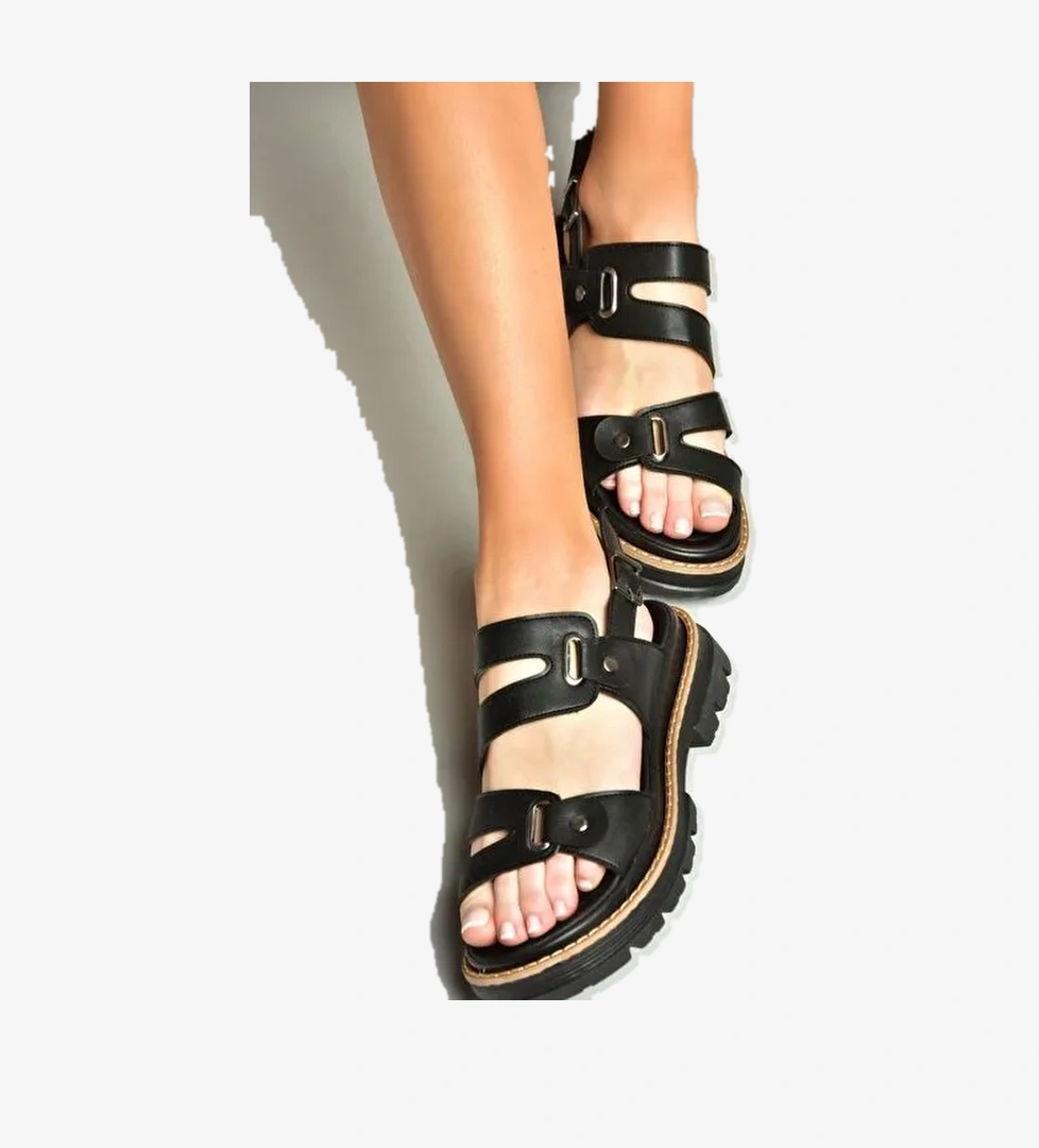 S996075509 Siyah Kadın Sandalet - Görsel 1