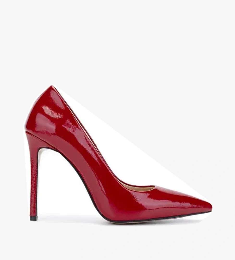 Tamer Tanca Kadın Hakiki Deri Kırmızı Rugan Topuklu Ayakkabı - Görsel 1