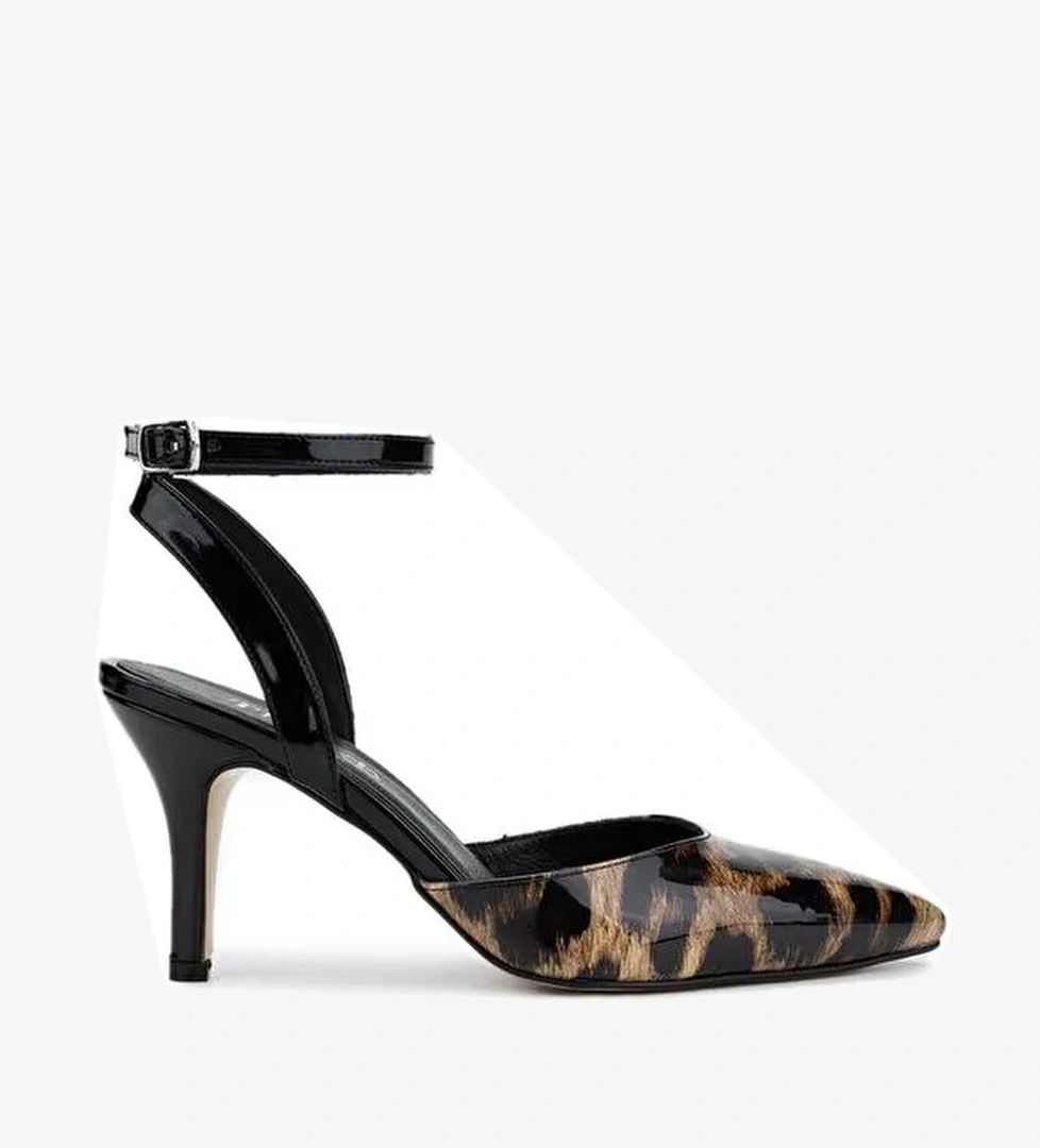 Tamer Tanca Kadın Suni Deri Leopar Topuklu Ayakkabı - Görsel 1