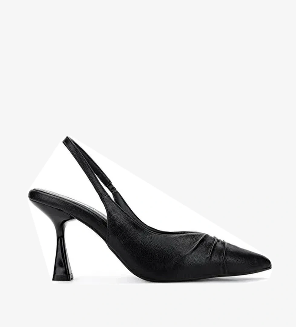 Tamer Tanca Kadın Suni Deri Siyah Topuklu Ayakkabı - Görsel 1