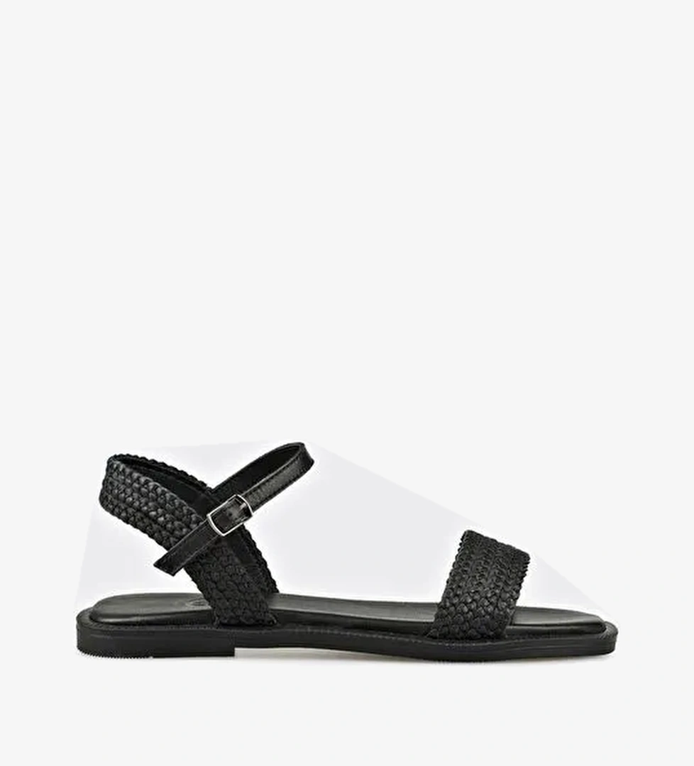 Siyah Deri Kadın Günlük Ayakkabı - Görsel 1