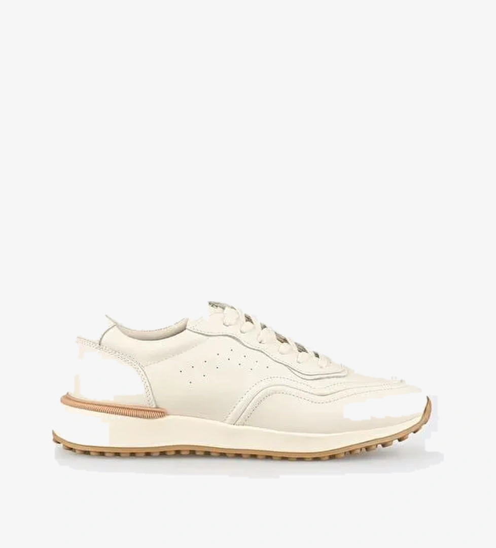 Ekru Deri Erkek Spor Ayakkabı - Görsel 1