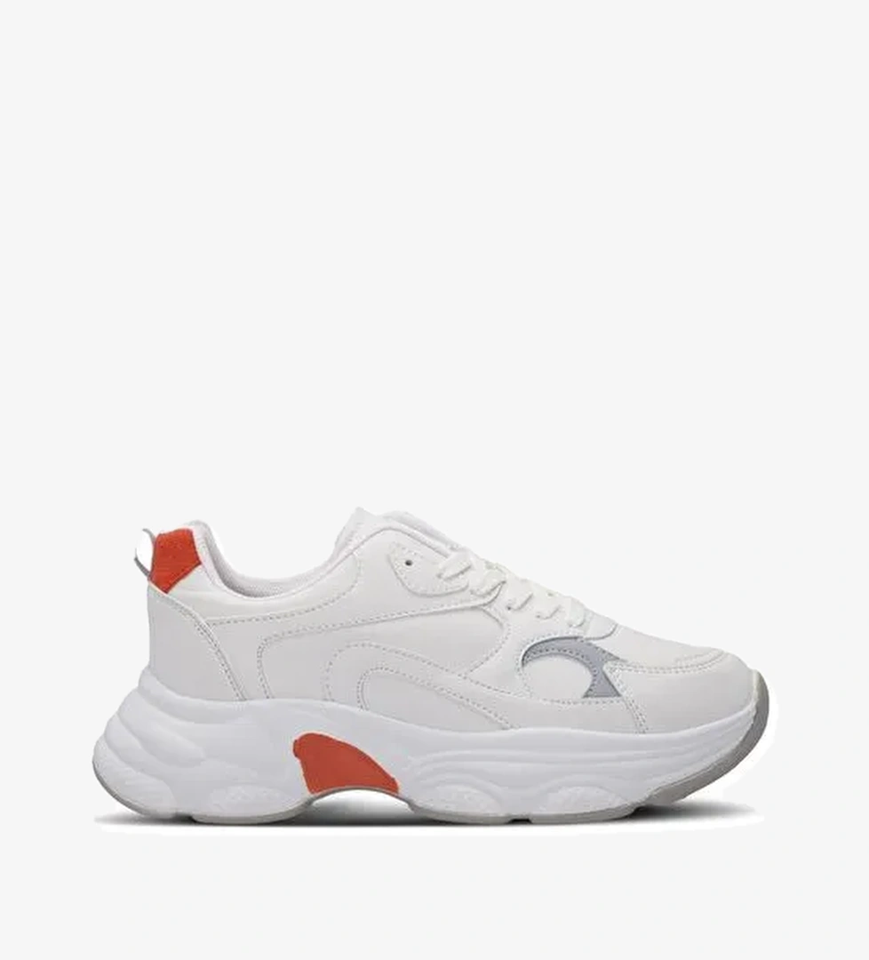 Slazenger ZUSA Kadın Sneaker Ayakkabı Beyaz / Turuncu - Görsel 1