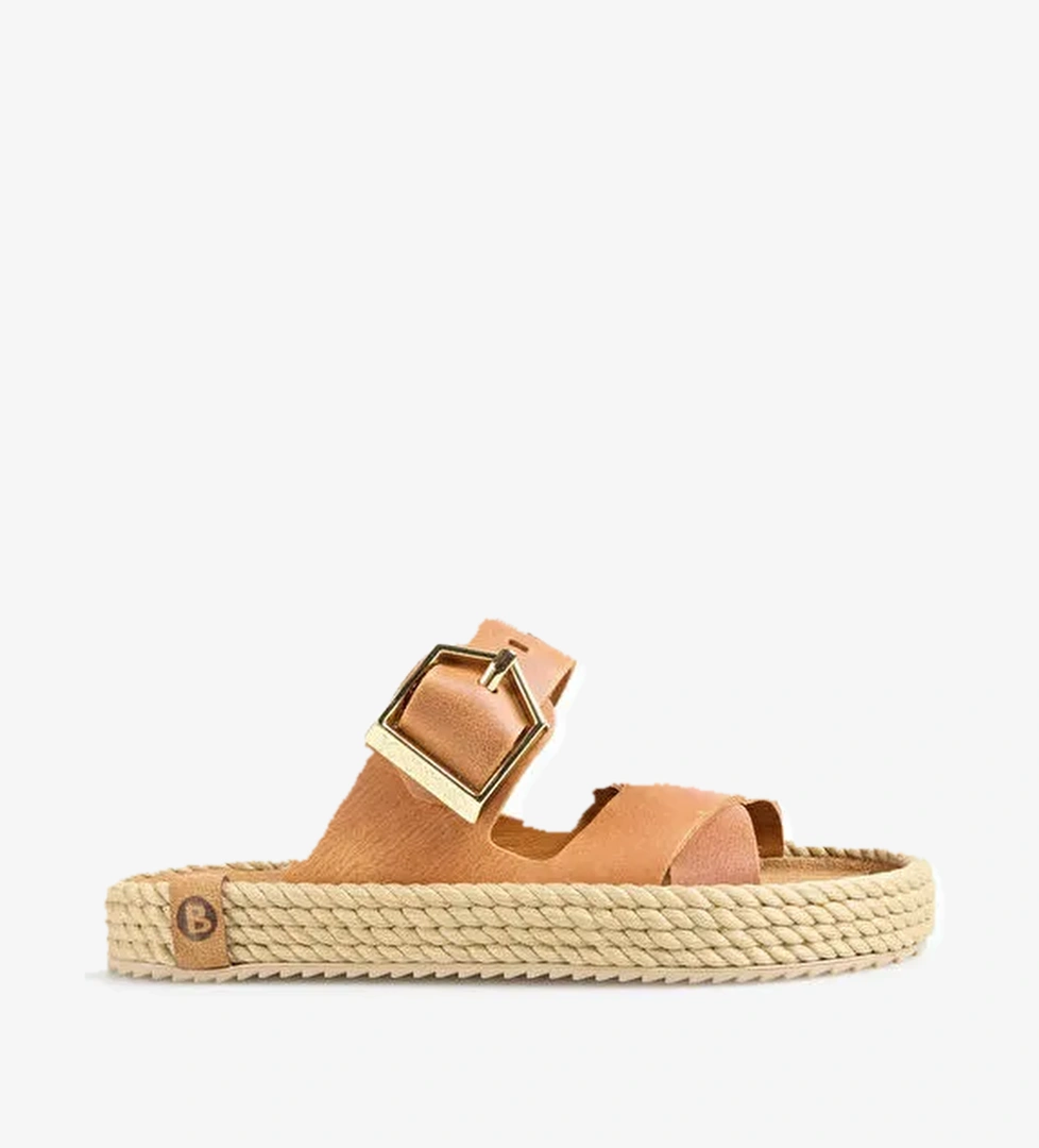 Bohonomad Kahverengi Kadın Deri Terlik SEV12-00100 - Görsel 1