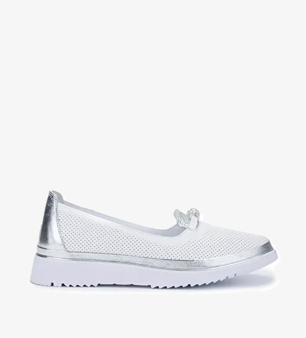 Tamer Tanca Kadın Hakiki Deri Beyaz Comfort Ayakkabı - Görsel 1