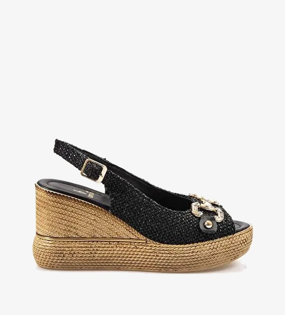 Kemal Tanca Dolgu Topuk Kadın Sandalet 9995 - Görsel 1