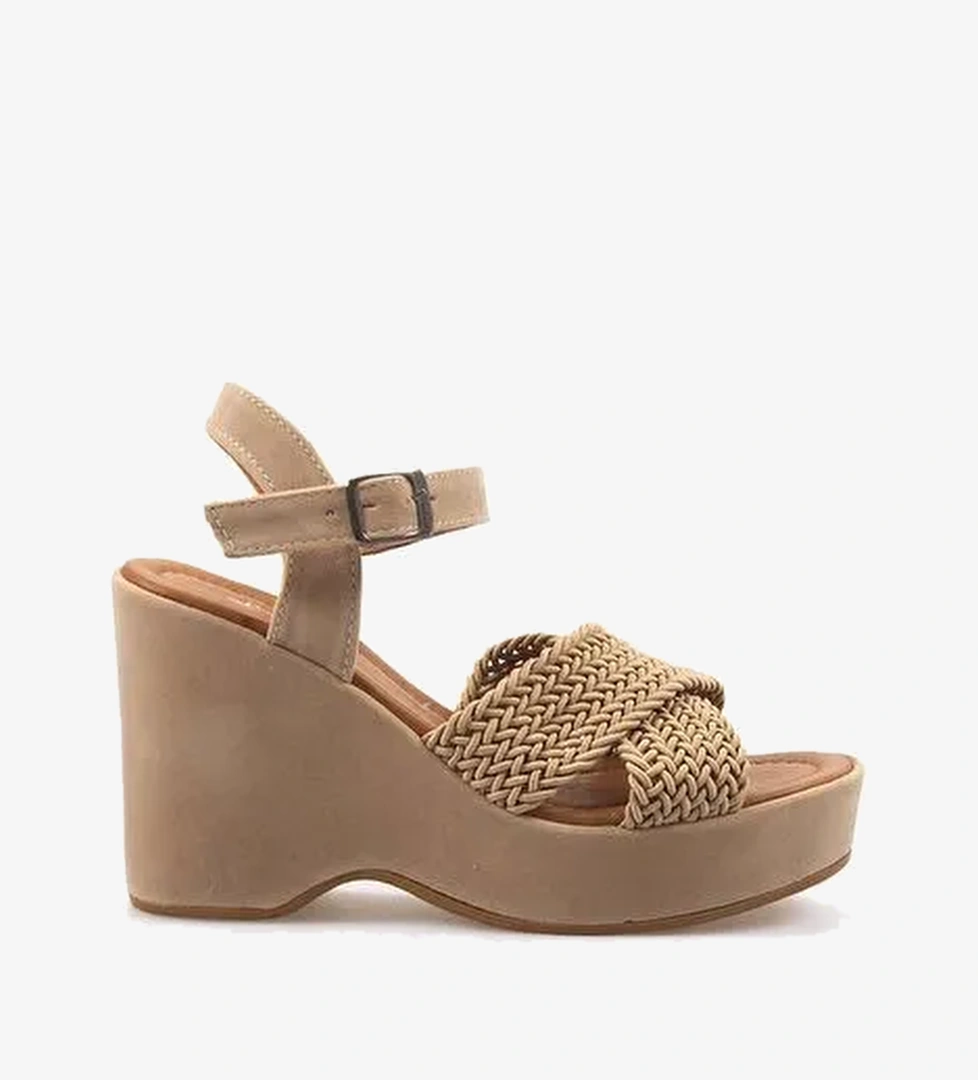 Kemal Tanca Dolgu Topuk Kadın Sandalet 9997 - Görsel 1