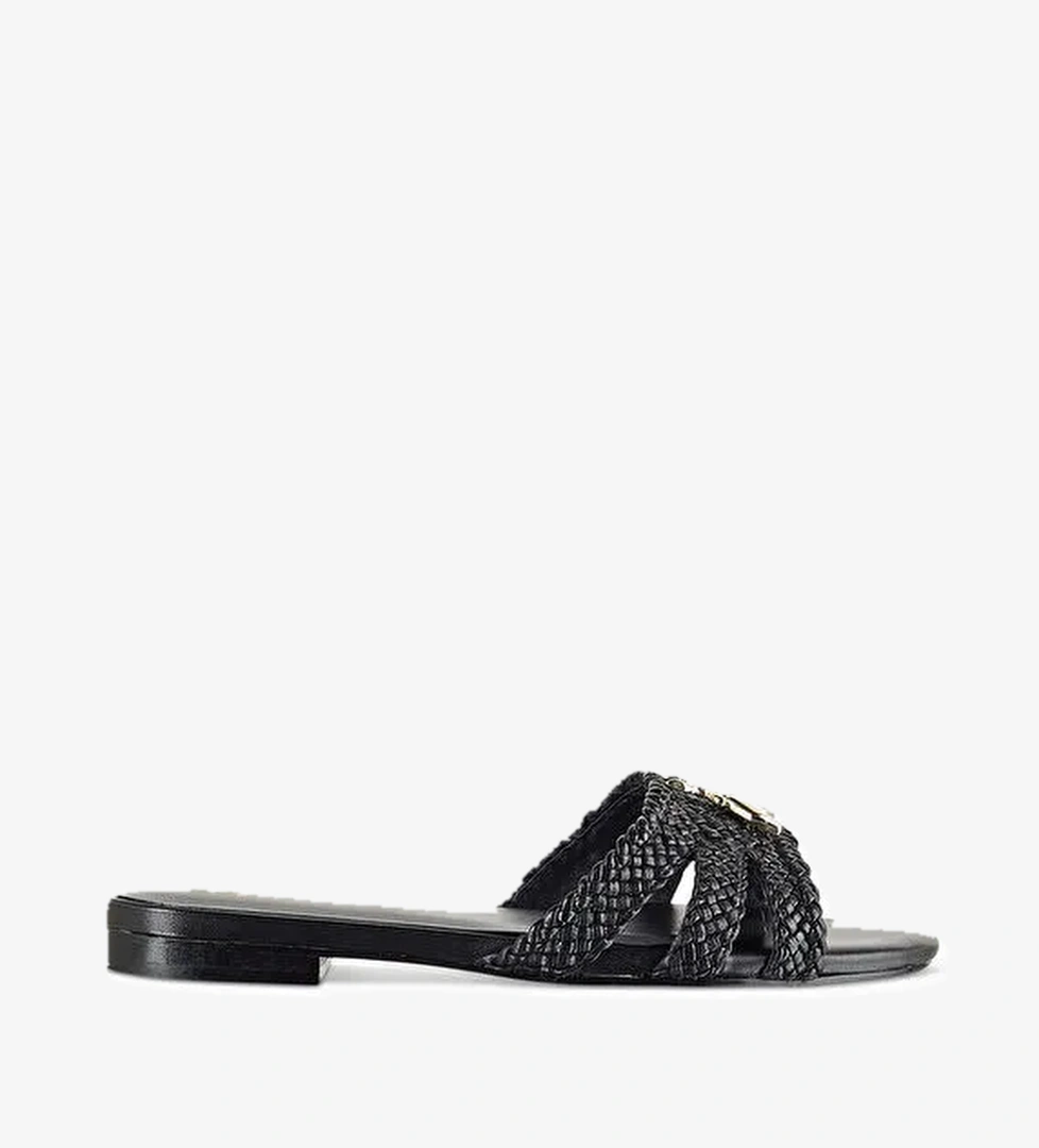 Patrizia Pepe Siyah Kadın Deri Terlik 2X0094L109K103 - Görsel 1