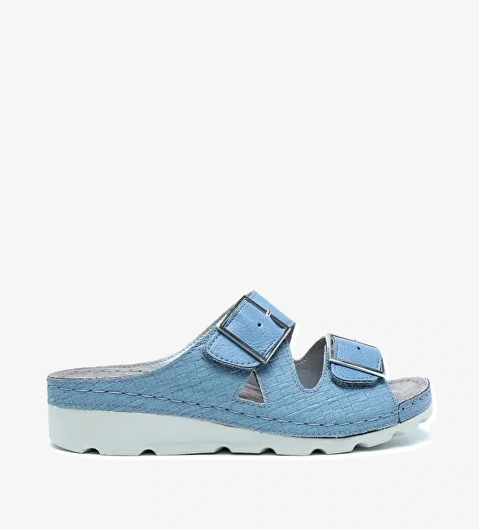 SIB160117-V2 Kifidis-Natura Kadın Çift Bantlı Anatomik Deri Terlik 36-41 - Görsel 1