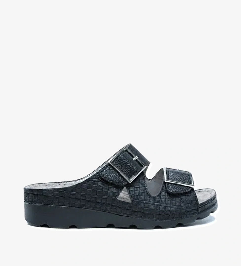 SIB160117-V2 Kifidis-Natura Kadın Çift Bantlı Anatomik Deri Terlik 36-41 - Görsel 1