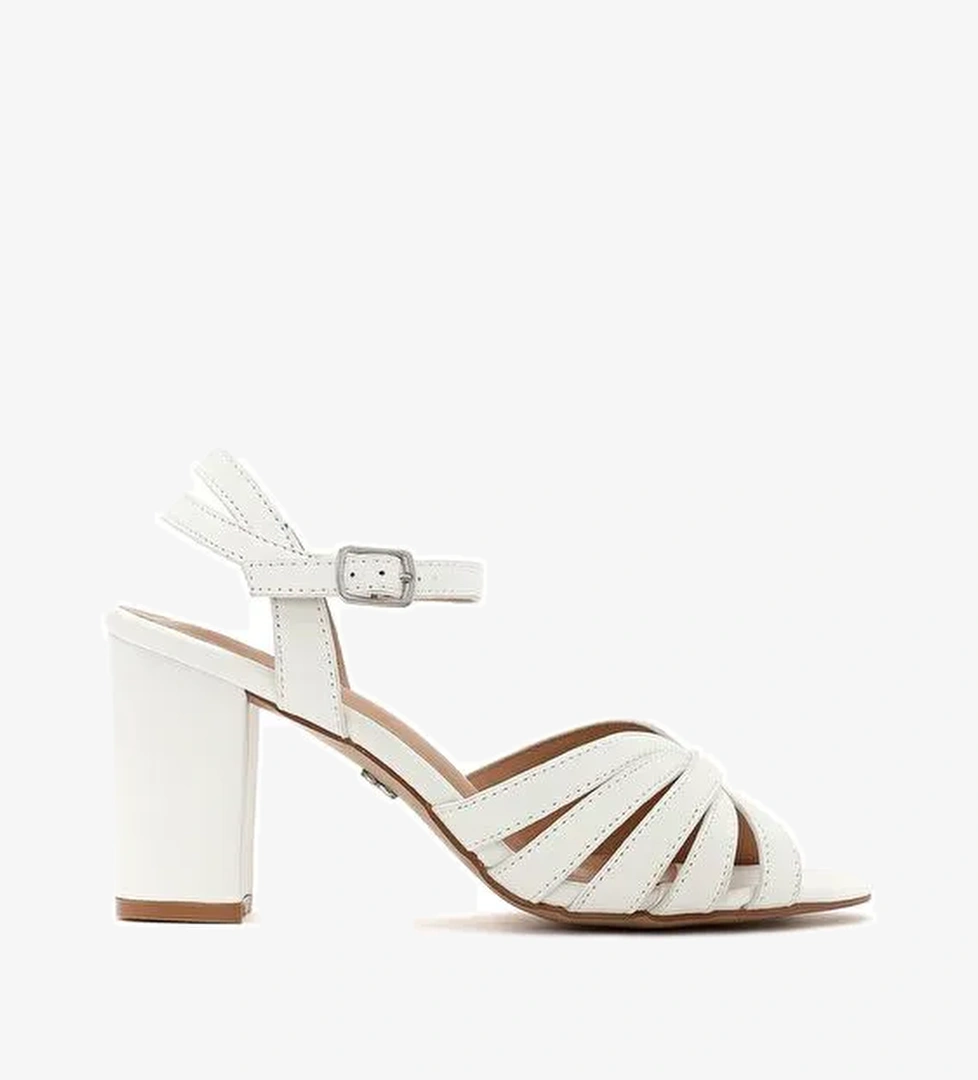 Derimod Derimod Kadın Beyaz Bilekten Bantlı Kalın Topuklu Sandalet 25SFE462218 Sandalet & Terlik | Boyner Beyaz - 1. görsel