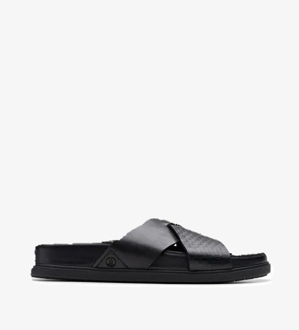 Clarks Siyah Erkek Deri Terlik Torford Cross - Görsel 1