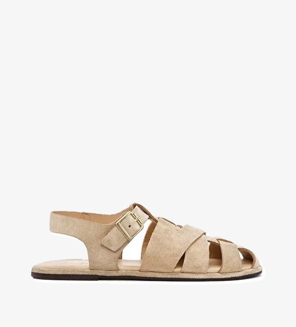 Kadın Vizon Tokalı Süet Deri Sandalet 25SFD152710 - Görsel 1