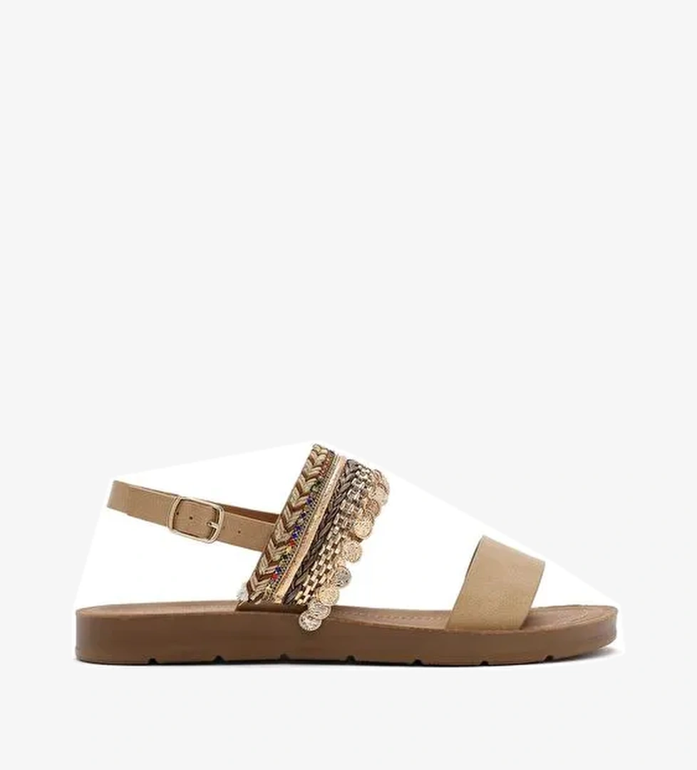 Derimod Derimod Kadın Bej Arkadan Bağlamalı Taşlı Sandalet 25SFE464314 Sandalet & Terlik | Boyner Bej - 1. görsel