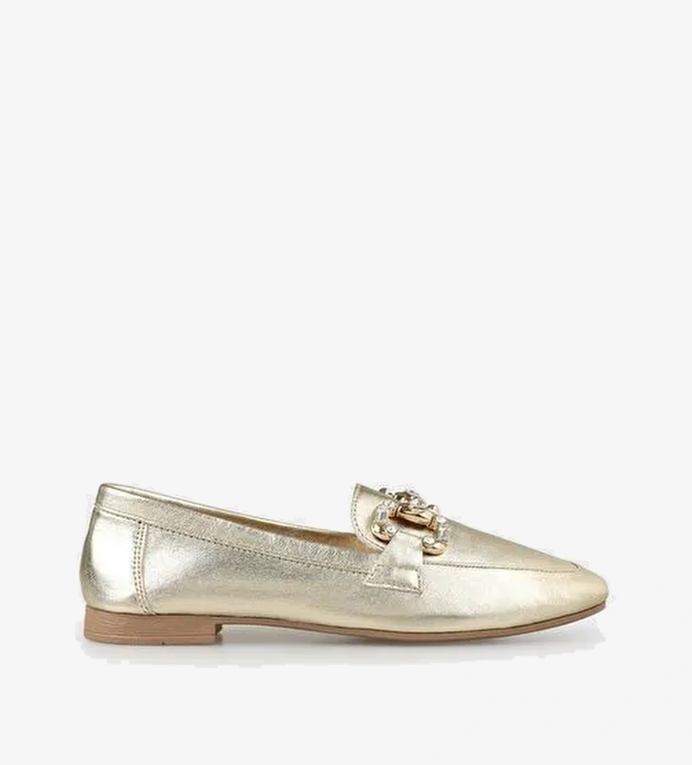 Gold Deri Kadın Günlük Ayakkabı - Görsel 1