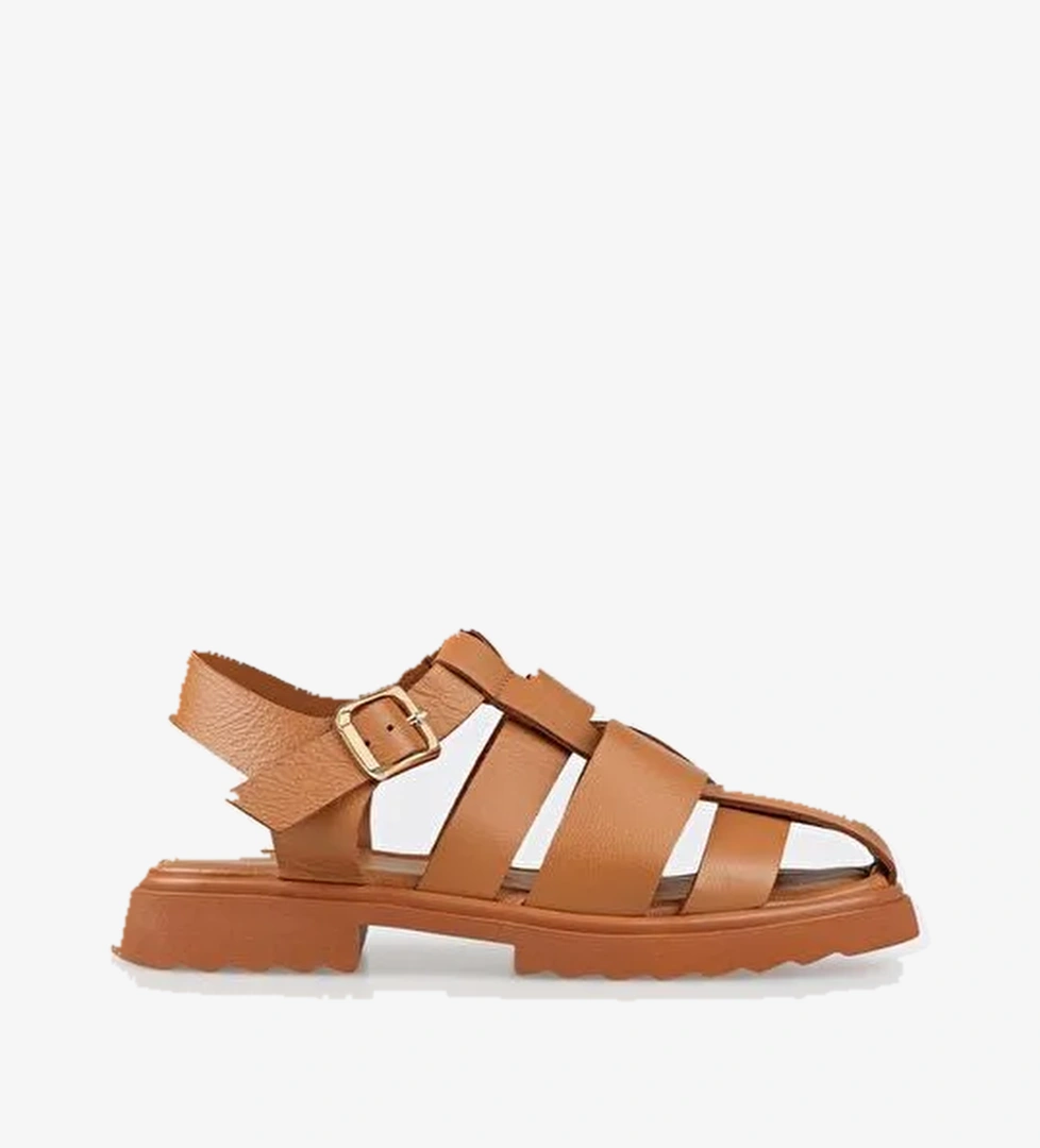 Taba Deri Kadın Günlük Ayakkabı - Görsel 1