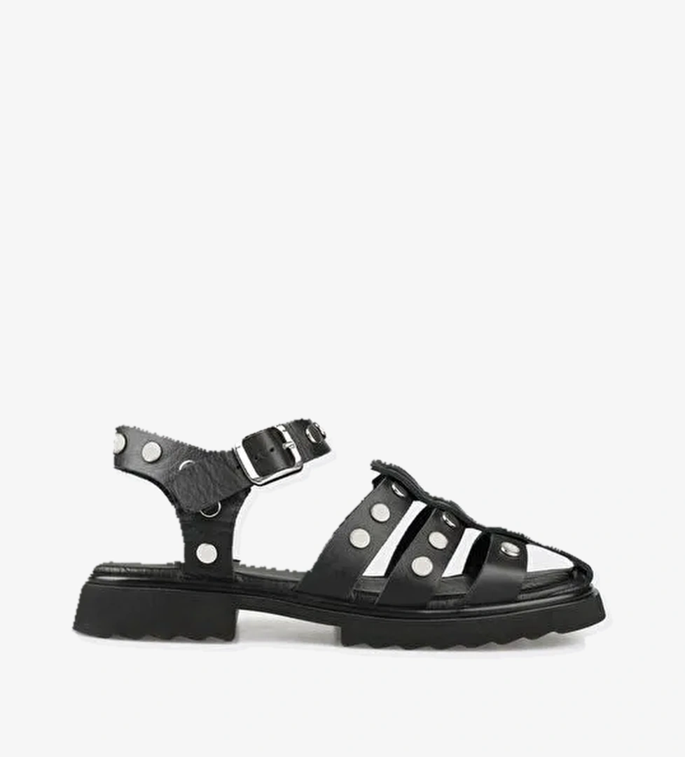 Siyah Deri Kadın Günlük Ayakkabı - Görsel 1