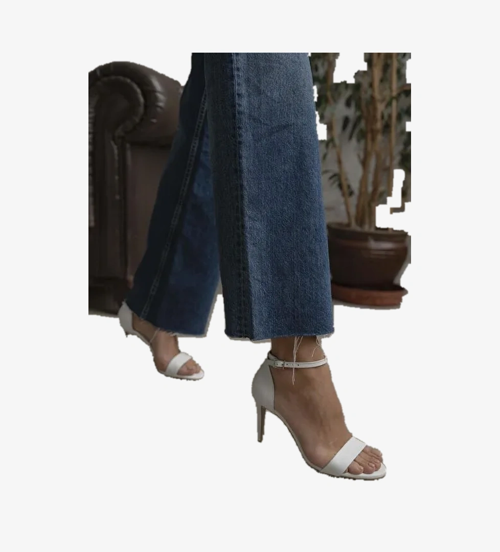 Yolette Beyaz Hakiki Deri Topuklu Ayakkabı - Görsel 1