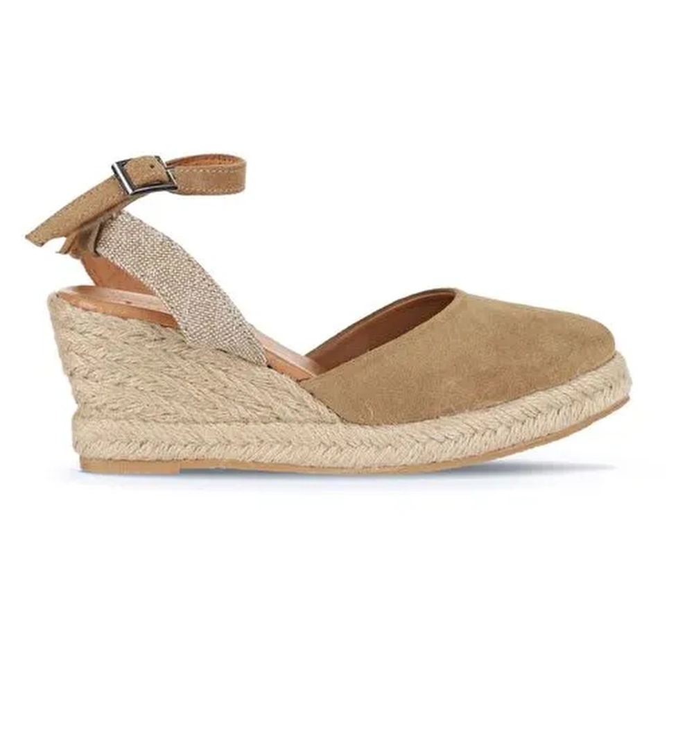 Bueno Shoes Naturel Süet Kadın Dolgu Topuklu Sandalet 14ws7205 - Görsel 1