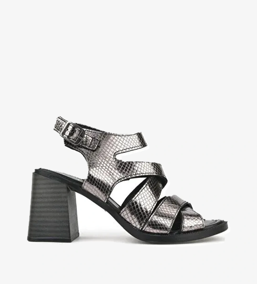 Ziya, Kadın Hakiki Deri Topuklu Sandalet 151992Z54013 Platin - Görsel 1