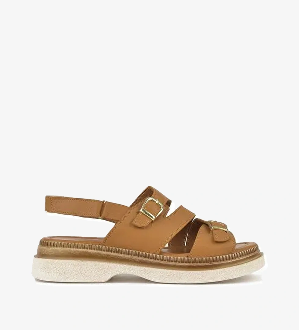 Ziya, Kadın Hakiki Deri Dolgu Topuk Sandalet 1511020Z6122 Taba - Görsel 1