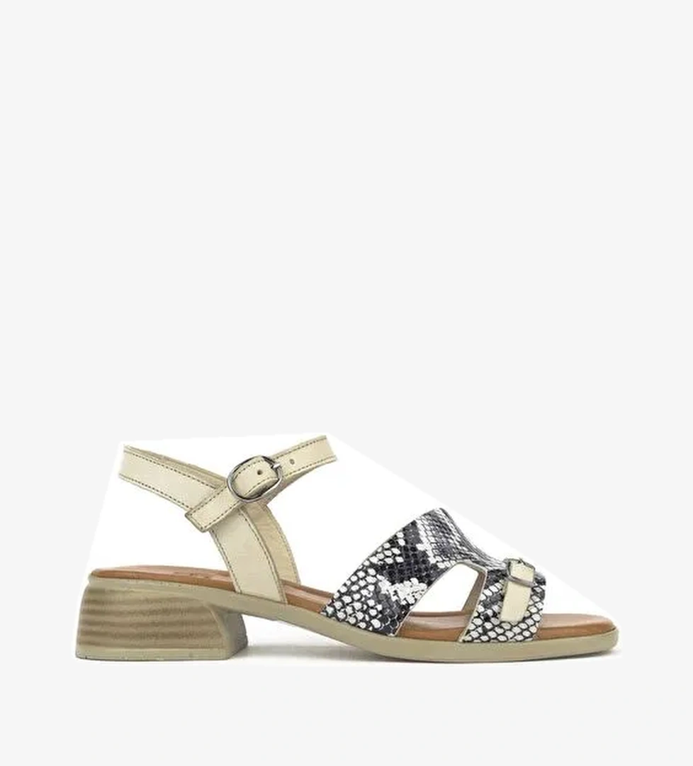 Ziya, Kadın Hakiki Deri Topuklu Sandalet 1511032Z10209 Kırık Beyaz - Görsel 1