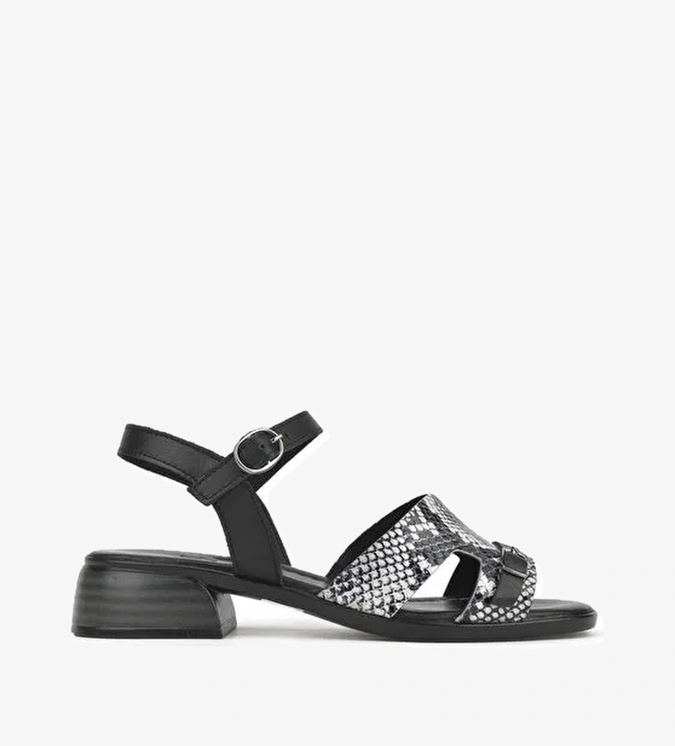 Ziya, Kadın Hakiki Deri Topuklu Sandalet 1511032Z10209 Siyah - Görsel 1