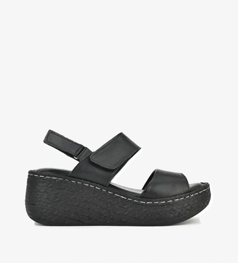 Ziya, Kadın Hakiki Deri Dolgu Topuk Sandalet 1511032Z7706 Siyah - Görsel 1