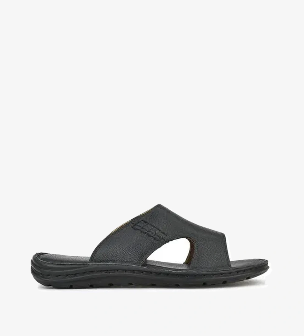 Ziya, Erkek Hakiki Deri Konfor Terlik 1511052Z0321 Siyah - Görsel 1