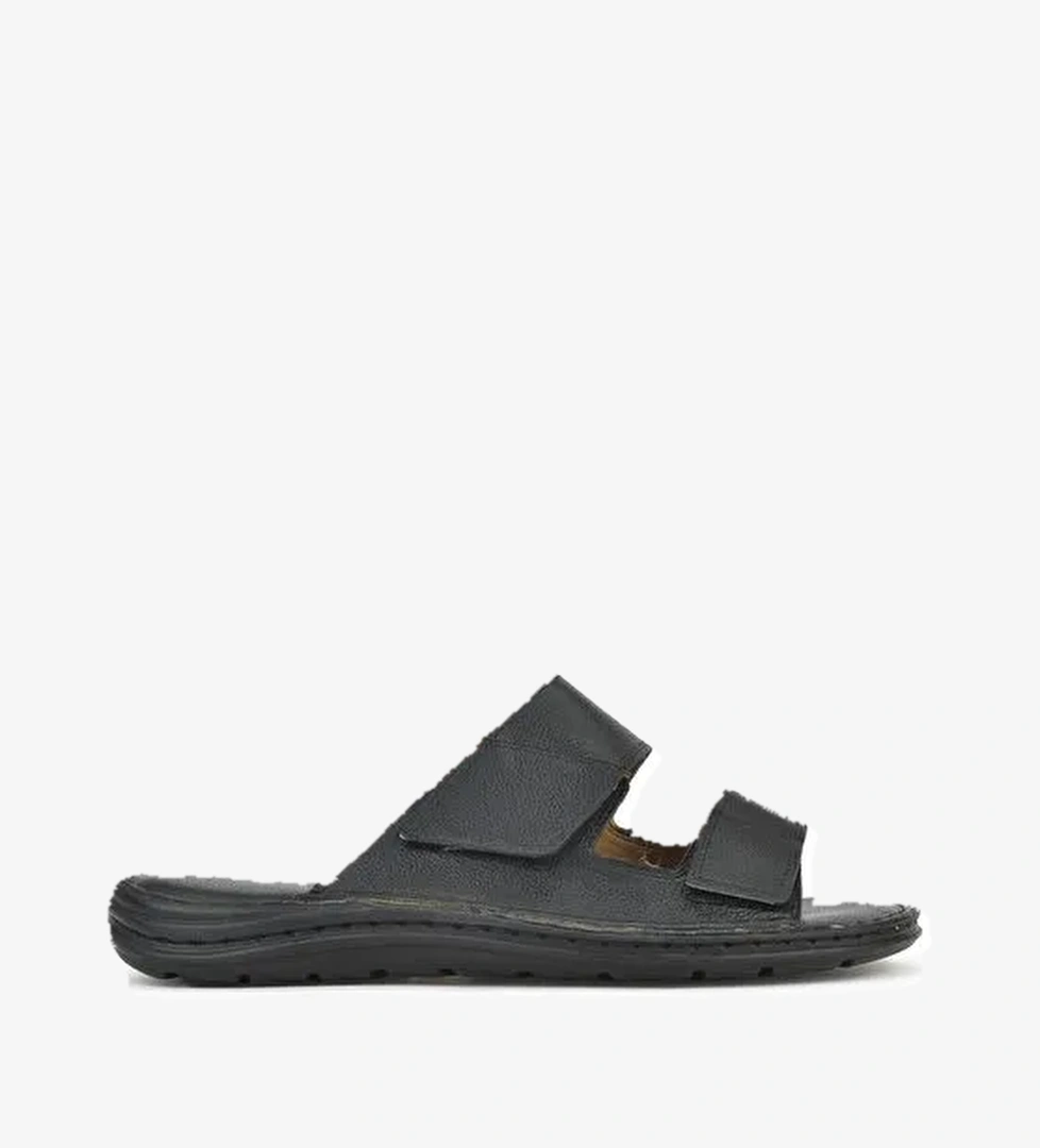 Ziya, Erkek Hakiki Deri Konfor Terlik 1511052Z0315 Siyah - Görsel 1