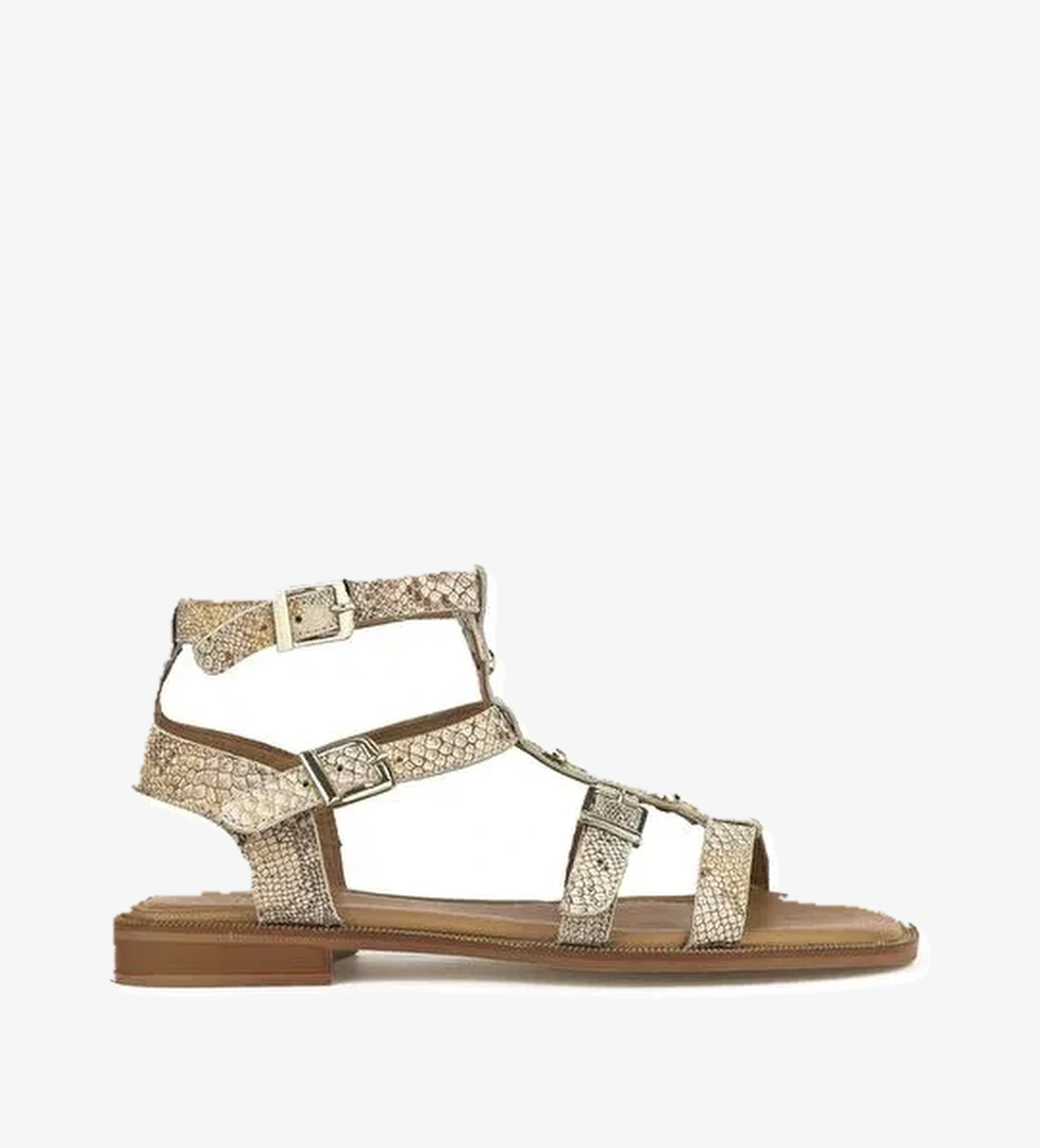 Ziya, Kadın Hakiki Deri Sandalet 1511047Z16222 Bej-Yılan - Görsel 1